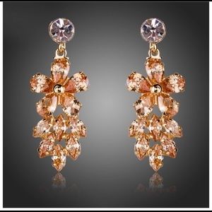Swarovski Cognac Flower Drop Earrings